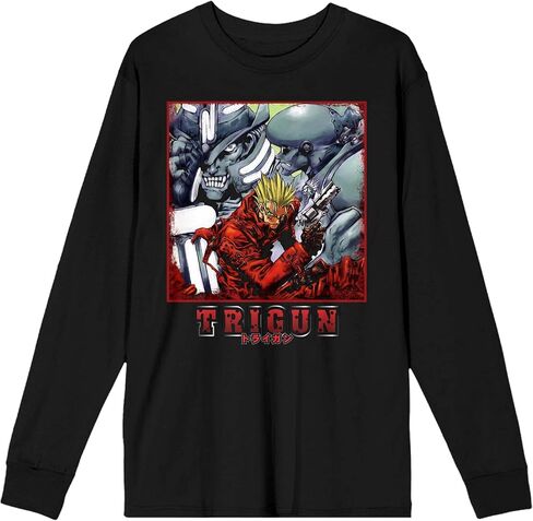 تي شيرت Bioworld Trigun VASH The Stampede برقبة دائرية وأكمام طويلة باللون الأسود للبالغين in Kuwait