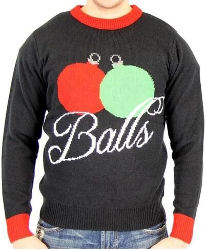 Balls Holiday Ornaments Tacky Adult Black Ugly Christmas Sweater in Saudi Arabia