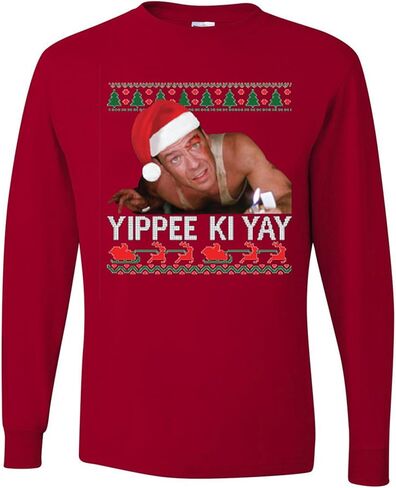 ملابس برية مخصصة Yippee Ki Yay Nakatomi Ugly Christmas للرجال بأكمام طويلة in Kuwait
