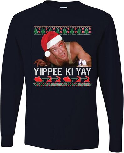 ملابس برية مخصصة Yippee Ki Yay Nakatomi Ugly Christmas للرجال بأكمام طويلة in Kuwait