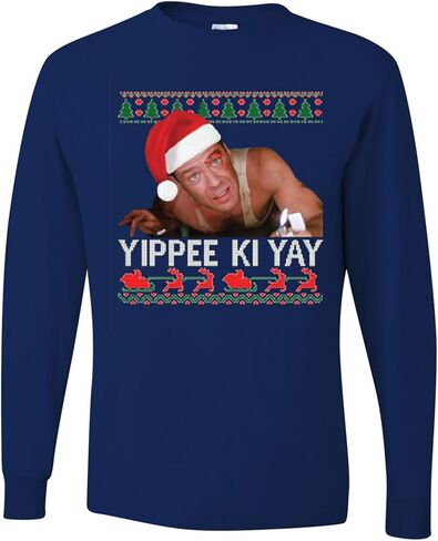 ملابس برية مخصصة Yippee Ki Yay Nakatomi Ugly Christmas للرجال بأكمام طويلة in Kuwait