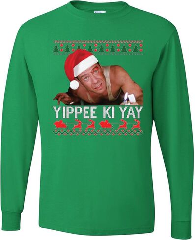 ملابس برية مخصصة Yippee Ki Yay Nakatomi Ugly Christmas للرجال بأكمام طويلة in Kuwait