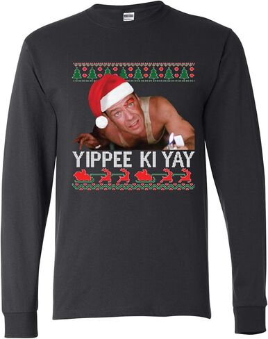 ملابس برية مخصصة Yippee Ki Yay Nakatomi Ugly Christmas للرجال بأكمام طويلة in Kuwait