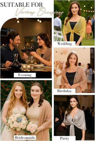 Zando Sparkling Metallic Shawls and Wraps for Evening Dresses，Shawl Wraps for Women Dressy Formal Wedding Dresses with Buckle in Saudi Arabia