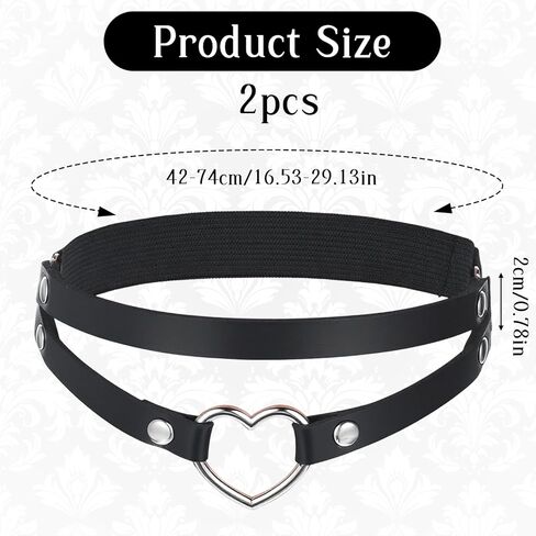 2 Pcs Leather Leg Garter, Adjustable Black Heart Thigh Garter Gothic Elastic Thigh Ring Garters Leg Ring for Women in Saudi Arabia