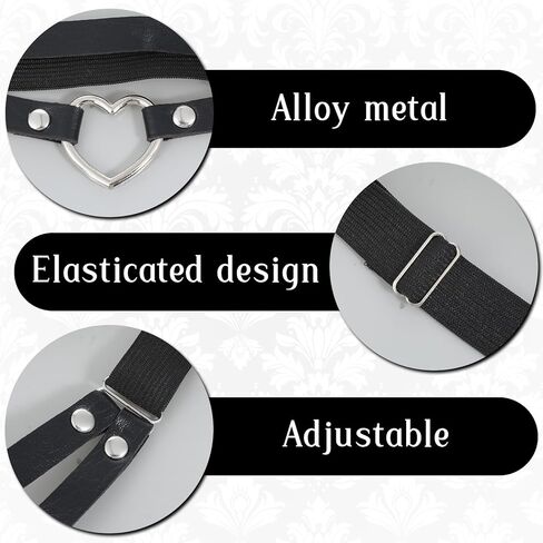 2 Pcs Leather Leg Garter, Adjustable Black Heart Thigh Garter Gothic Elastic Thigh Ring Garters Leg Ring for Women in Saudi Arabia