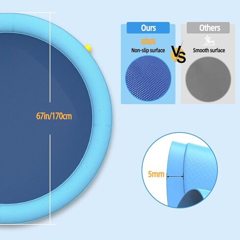 وسادة سبلاش للكلاب، 59 بوصة مضادة للانزلاق بسمك 0.55 مم، وسادة رش لحمام السباحة للكلاب، ألعاب صيفية للكلاب في الهواء الطلق in Kuwait