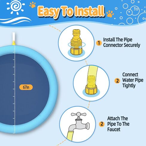وسادة سبلاش للكلاب، 59 بوصة مضادة للانزلاق بسمك 0.55 مم، وسادة رش لحمام السباحة للكلاب، ألعاب صيفية للكلاب في الهواء الطلق in Kuwait