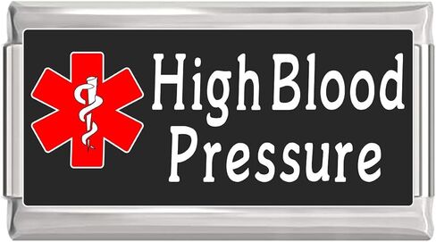 High Blood Pressure Medical Alert Italian Charm on Black Superlink Bracelet Jewelry Link in Saudi Arabia