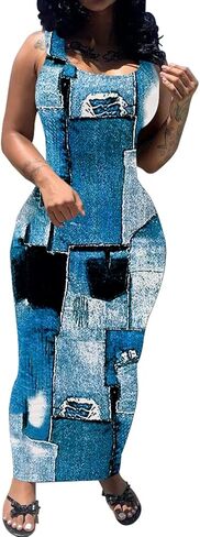 PINSV Women's Sexy Bodycon Tank Dress Basic Sleeveless Long Maxi Dresses Party Club Beach Sundresses in Saudi Arabia