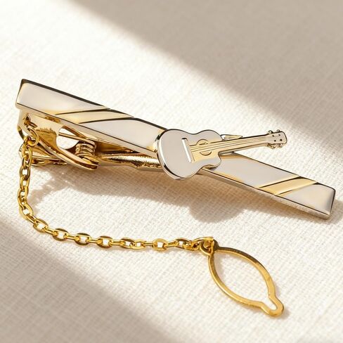 Men's Gold 3D Instrument Tie Clip - Guitar Pattern Tie Clip with Gift Box, Suitable for Music Enthusiasts' Personal Use and Excellent Gift. in Saudi Arabia
