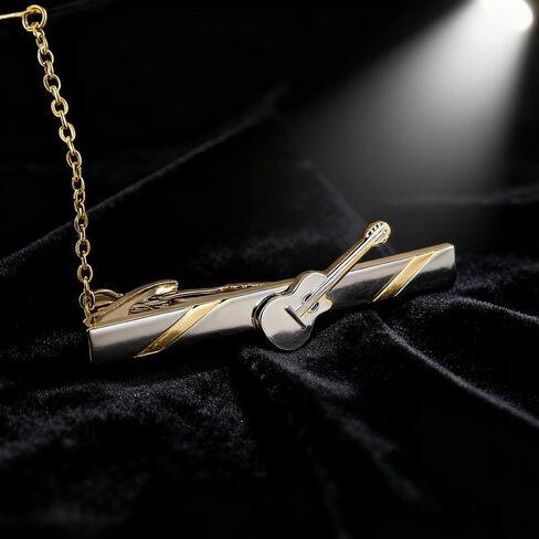 Men's Gold 3D Instrument Tie Clip - Guitar Pattern Tie Clip with Gift Box, Suitable for Music Enthusiasts' Personal Use and Excellent Gift. in Saudi Arabia