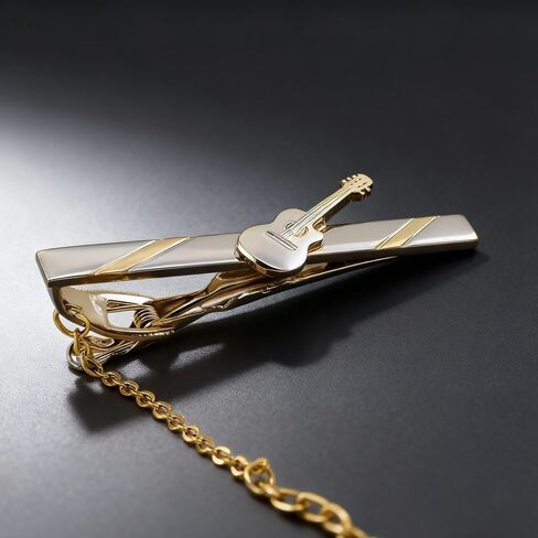 Men's Gold 3D Instrument Tie Clip - Guitar Pattern Tie Clip with Gift Box, Suitable for Music Enthusiasts' Personal Use and Excellent Gift. in Saudi Arabia