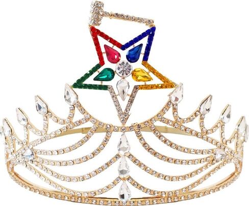 Masonic OES Matron Gold Plated Rhinestones O.E.S Adjustable Crown With Gavel in Saudi Arabia