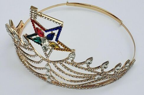 Masonic OES Matron Gold Plated Rhinestones O.E.S Adjustable Crown With Gavel in Saudi Arabia