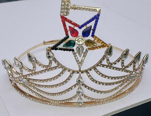 Masonic OES Matron Gold Plated Rhinestones O.E.S Adjustable Crown With Gavel in Saudi Arabia