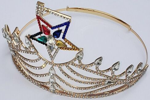 Masonic OES Matron Gold Plated Rhinestones O.E.S Adjustable Crown With Gavel in Saudi Arabia