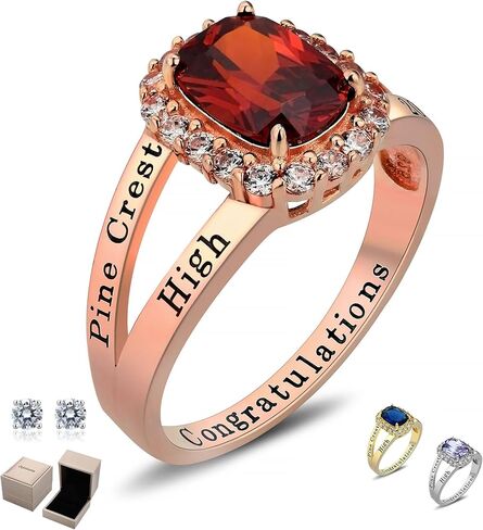 خواتم فئة مخصصة خواتم فئة شخصية بالكامل للنساء المدرسة الثانوية 10KT الذهب أو خواتم الفضة الاسترليني خواتم فئة المرأة حجم 5-15 خواتم التخرج للنساء خواتم جوهرة زركونيا مكعب in Kuwait