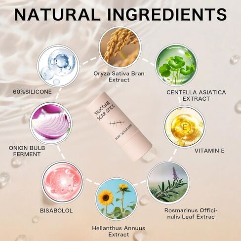 60% Silicone Scar Stick, Skin Scar Solutions for Face and Body, Stick Applicator Manual Massage, with Centella Asiatica Extracts and Vitamin E, Soothing & Gentle for All Skin Scar Types in Saudi Arabia