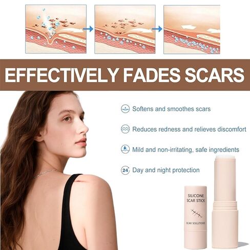 60% Silicone Scar Stick, Skin Scar Solutions for Face and Body, Stick Applicator Manual Massage, with Centella Asiatica Extracts and Vitamin E, Soothing & Gentle for All Skin Scar Types in Saudi Arabia