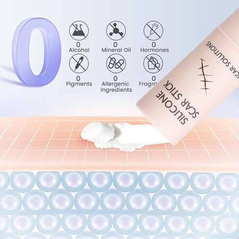 60% Silicone Scar Stick, Skin Scar Solutions for Face and Body, Stick Applicator Manual Massage, with Centella Asiatica Extracts and Vitamin E, Soothing & Gentle for All Skin Scar Types in Saudi Arabia