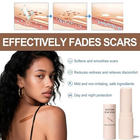 60% Silicone Scar Stick, Skin Scar Solutions for Face and Body, Stick Applicator Manual Massage, with Centella Asiatica Extracts and Vitamin E, Soothing & Gentle for All Skin Scar Types in Saudi Arabia