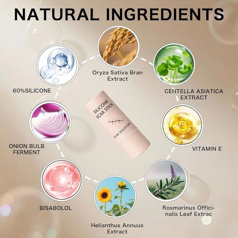60% Silicone Scar Stick, Skin Scar Solutions for Face and Body, Stick Applicator Manual Massage, with Centella Asiatica Extracts and Vitamin E, Soothing & Gentle for All Skin Scar Types in Saudi Arabia