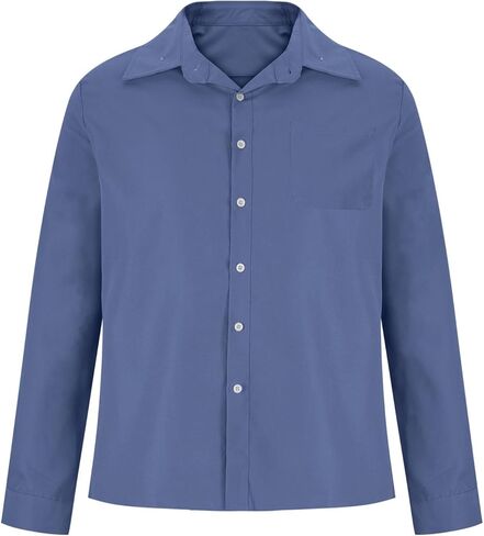 Button Down Shirt Men Long Sleeve Lapel Collar Dress Shirts with Chest Pocket Mens Business Casual Work Tops Blouses in Saudi Arabia