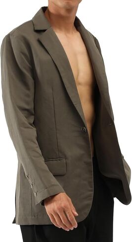 Blazer for Men Lightweight Linen Cotton Regular Fit Sport Coat One Button Casual Business Wedding Jacket in Saudi Arabia