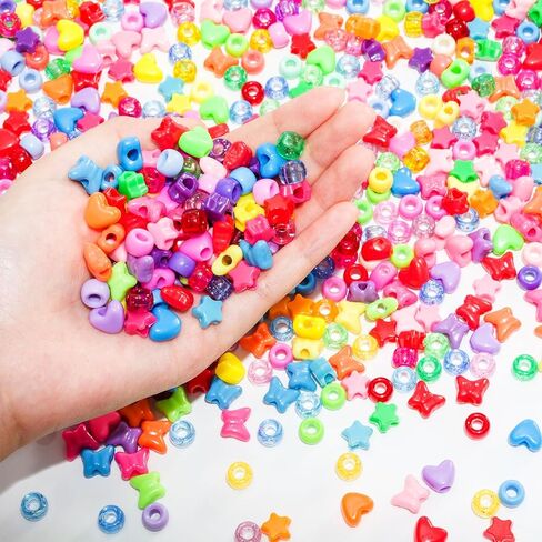 1000Pcs 6x9mm Smooth Pony Beads,Polished 7-Color Rainbow Acrylic Pony Beads Bulk,Craft Loose Beads Set for DIY Beading Supplies,Hair Braids Beads(Rainbow) in Saudi Arabia