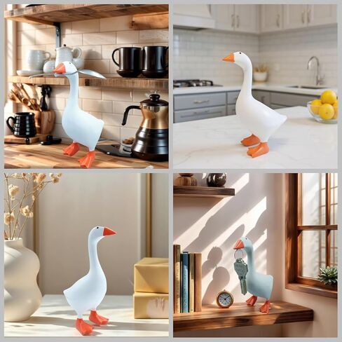 Desktop Goose Statue 7 inch Cute Resin Figurine for Office Desk Decor, Funny Home & Tabletop Decoration, Unique Housewarming Gifts for Women, Idea,White in Saudi Arabia