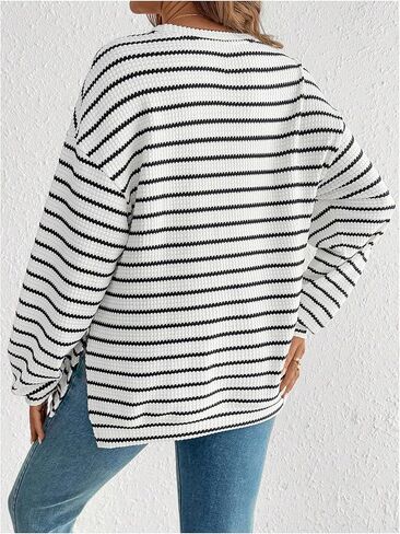 SweatyRocks Women's Maternity Striped Long Sleeve Shirts Fall Crew Neck Loose Pullover Tops in Saudi Arabia