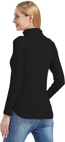 Foucome Maternity Turtleneck Long Sleeve Shirts Fleece Lined Basic Layering Slim Fit Pregnancy Thermal Underwear Tops (Black, S) in Saudi Arabia