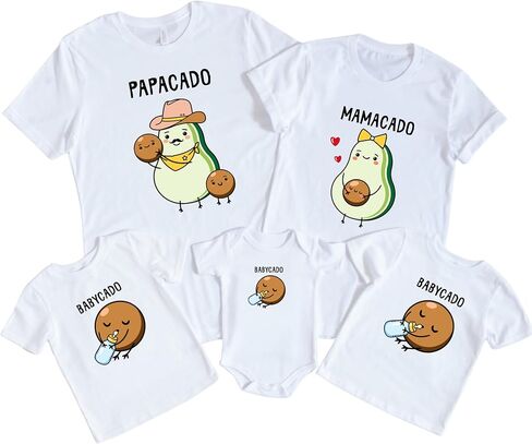 تي شيرتات عائلية متطابقة، قميص عائلة الأفوكادو، قميص Papacado Mamacado Babycado، تي شيرت عائلي لطيف على شكل فاكهة، تي شيرت هدية Mama Dad، تي شيرت يكشف عن الحمل، هدية جديدة للوالدين in Kuwait