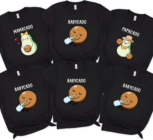 تي شيرتات عائلية متطابقة، قميص عائلة الأفوكادو، قميص Papacado Mamacado Babycado، تي شيرت عائلي لطيف على شكل فاكهة، تي شيرت هدية Mama Dad، تي شيرت يكشف عن الحمل، هدية جديدة للوالدين in Kuwait