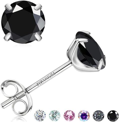 Moissanite Earrings Studs : G23 Titanium Stud Earring for Women Men Hypoallergenic Dainty Moissanite Jewelry for Sensitive Ear Round Cut Multicolor VVS1 Clarity 0.6-4CT in Saudi Arabia