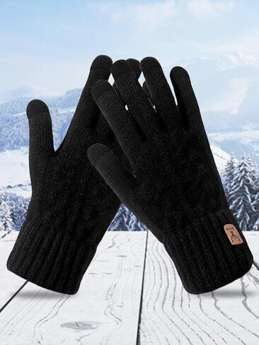 Men's Thermal Fleece Lined Winter Gloves - Thermal Knit Touchscreen Gloves for Cold Weather in Saudi Arabia