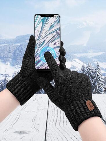 Men's Thermal Fleece Lined Winter Gloves - Thermal Knit Touchscreen Gloves for Cold Weather in Saudi Arabia