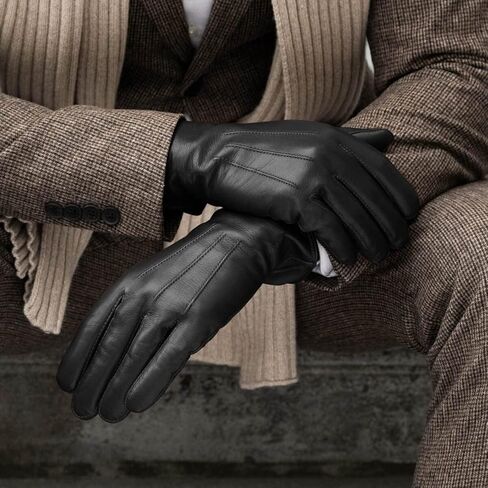 Fratelli Orsini Winter Gloves Giovanni Black for Men - Lambskin Leather Gloves with cashmere lining - color Black in Saudi Arabia
