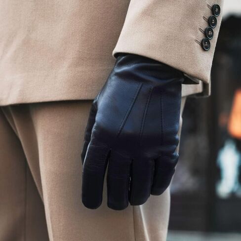 Fratelli Orsini Winter Gloves Giovanni Black for Men - Lambskin Leather Gloves with cashmere lining - color Black in Saudi Arabia