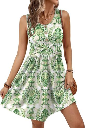 OFEEFAN Summer Dresses for Women Beach Fashion Sundresses Babydoll Dress Button Down Boho Dresses Cute Cross in Saudi Arabia