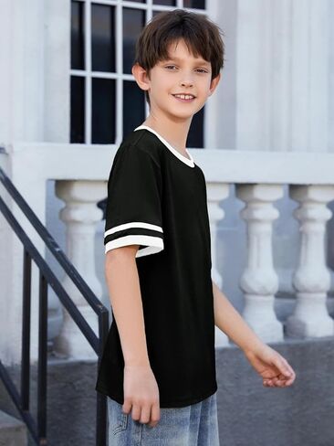 ZDC Boys Short Sleeve T Shirts 2026 Kids Summer Crewneck Color Block Tops Fashion Tees 5-14 Years in Saudi Arabia