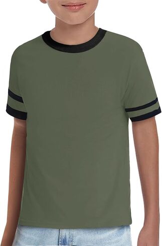 ZDC الأولاد قصيرة الأكمام تي شيرت 2026 الاطفال الصيف Crewneck اللون كتلة القمم موضة تيز 5-14 سنة in Kuwait