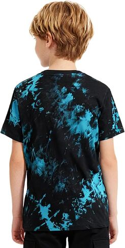 Boys Tie Dye Shirt Cotton Short Sleeve Tshirts for Boys Summer Tops Kids Clothes Size 5-14 Years in Saudi Arabia