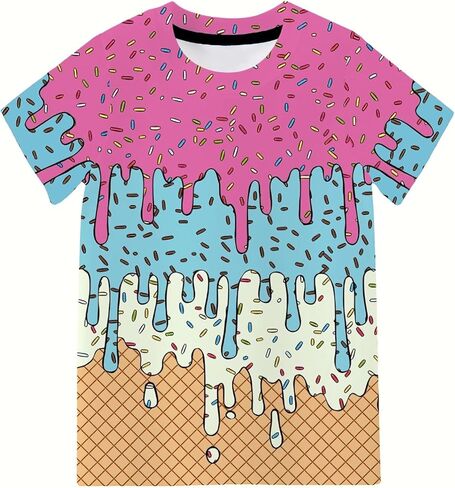 Boys T Shirts Size 4-12 Ice Cream Short Sleeve Shirt for Kids in Saudi Arabia