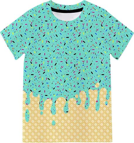 Boys T Shirts Size 4-12 Ice Cream Short Sleeve Shirt for Kids in Saudi Arabia