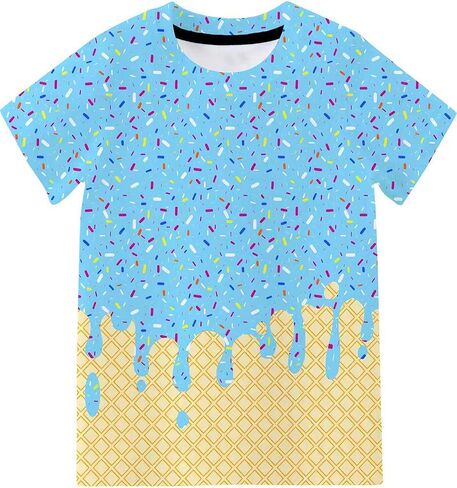 Boys T Shirts Size 4-12 Ice Cream Short Sleeve Shirt for Kids in Saudi Arabia