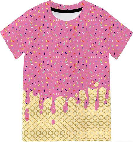 Boys T Shirts Size 4-12 Ice Cream Short Sleeve Shirt for Kids in Saudi Arabia
