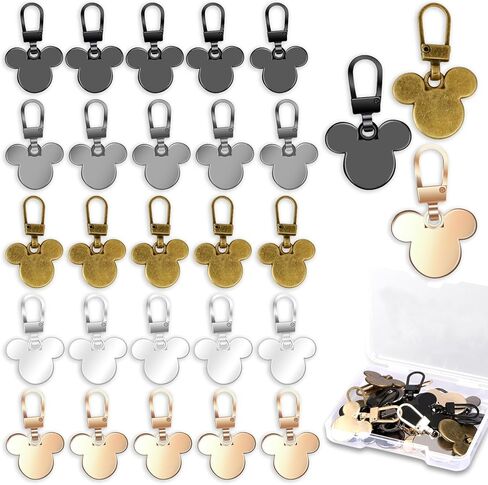 Mixed Color Cartoon Mouse Zipper Pull 25pcs with Storage Box,Small Keychain for BagsBackpacks & Travel (25) in Kuwait