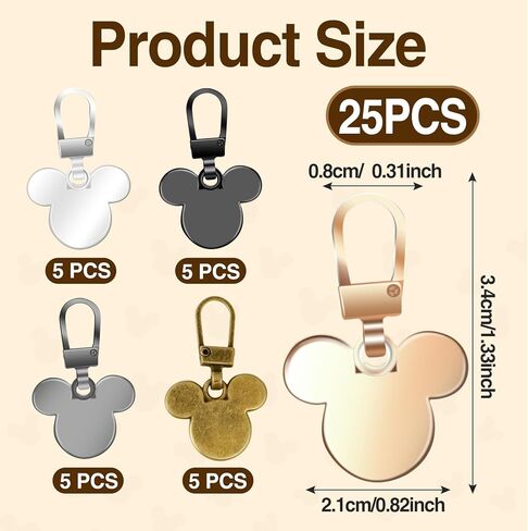 Mixed Color Cartoon Mouse Zipper Pull 25pcs with Storage Box,Small Keychain for BagsBackpacks & Travel (25) in Kuwait